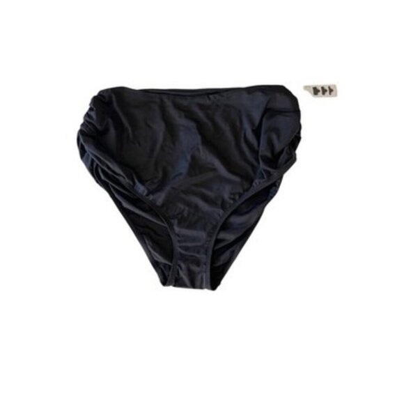 Anne Cole Black Shirred Convertible Waist Bikini Bottom Plus Size 16W NWT $64 - Picture 1 of 4
